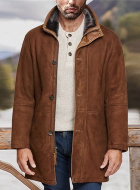 MidLong Loose Wool Coat for Men in Autumn Winter Europe Amer