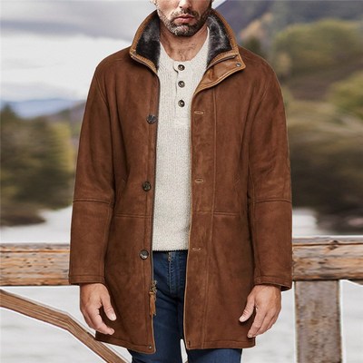 MidLong Loose Wool Coat for Men in Autumn Winter Europe Amer