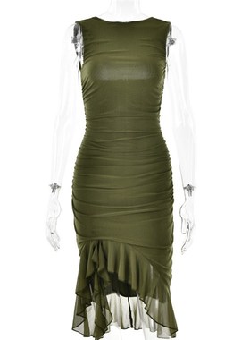 2025 SS Round Neck Sleeveless Dress Fashion Sexy Tight Backl