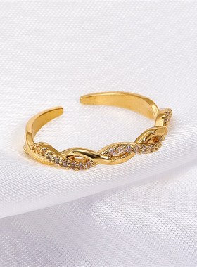 European and American Creative Zircon Braided Twisted Ring I