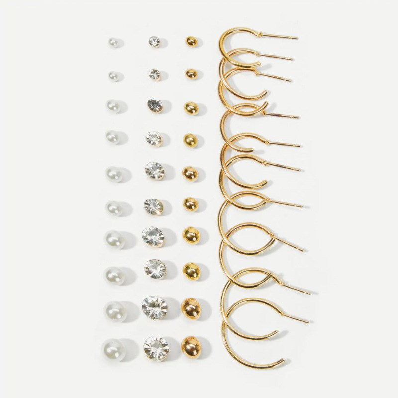 20 Pairs of European American Imitation Pearl Zircon Earring