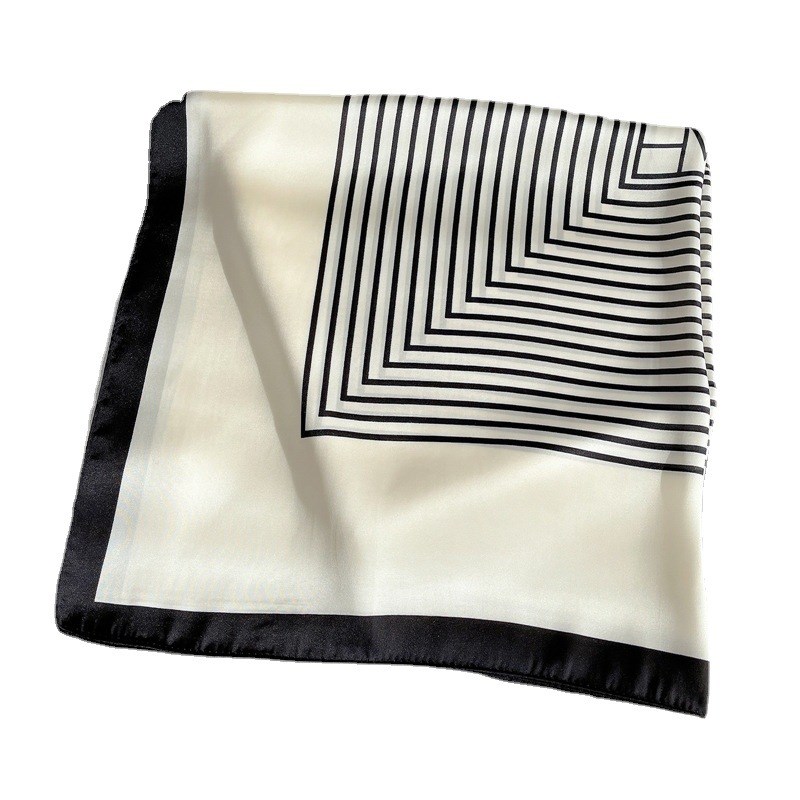 Simple Striped Scarf Women 70cm Small Square Scarf for Sprin