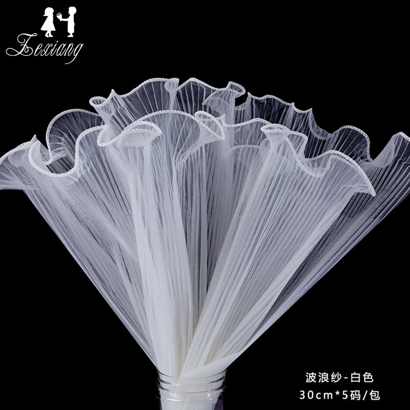 Korean Style Packaging Materials Mesh Wrinkle Pearl Wave Yar