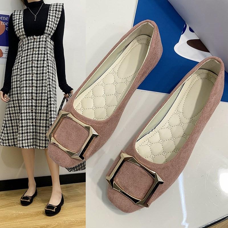 Womens Large Size Shoes 2025 Spring Autumn Square Toe Decora