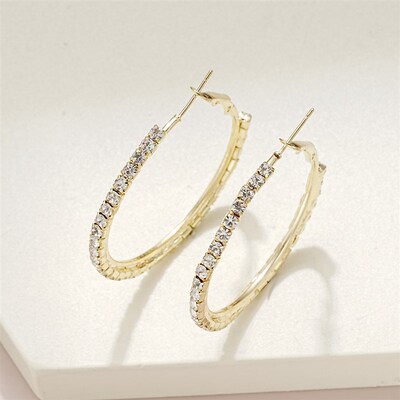 Earrings Set Exaggerated Diamondstudded Heartshaped Hollow W