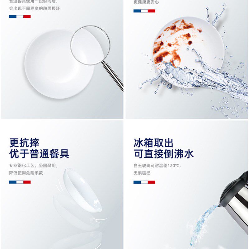 H4KE Dish Home Plate Flatbottomed Glass Hotelware White Shal