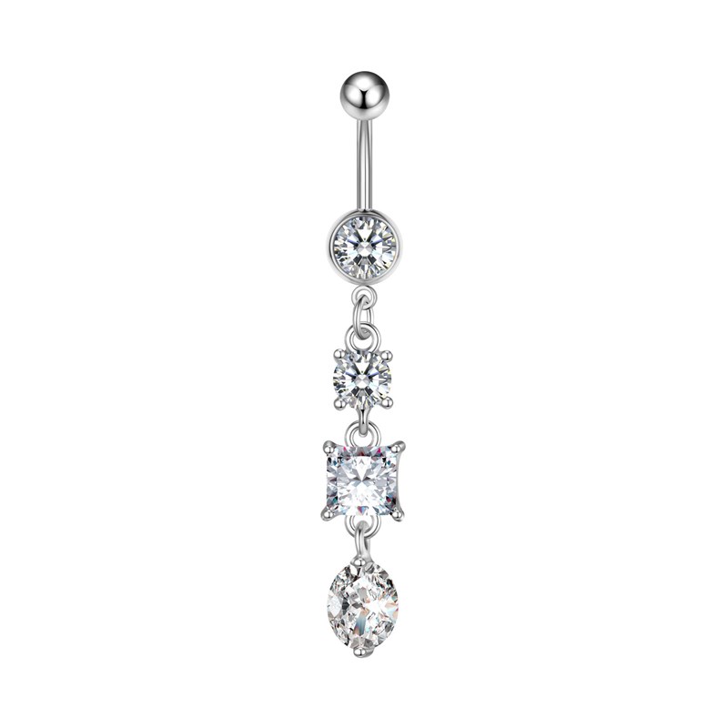 Personality Hot Girl 3 Zircon Drop Belly Button RingPersonal