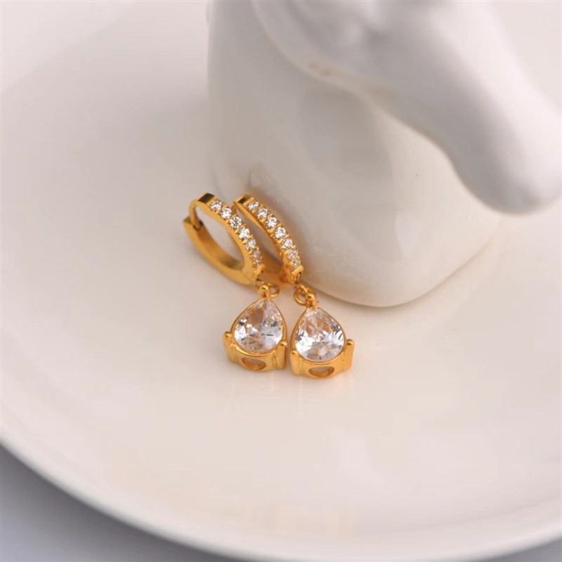 Retro Palace Style Earrings with Zircon Stones Stainless ste