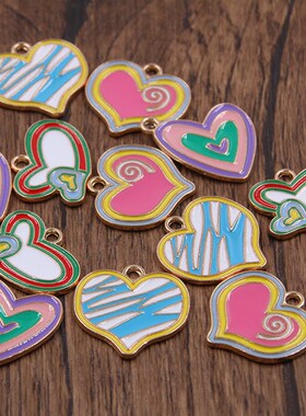 4 DIY Alloy Jewelry Accessories Mixed Color Heartshaped Oild