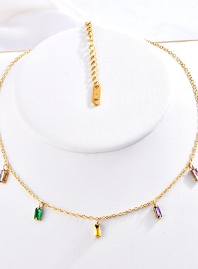 Ins European American Style Cuban Necklace Rainbow Fine Chai