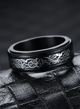 European Titanium Steel Ring Stylish Mens Finger Ring Rotata