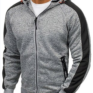 Jacquard Hoodie Sweatshirt Mens Open Sports Fleece Casual