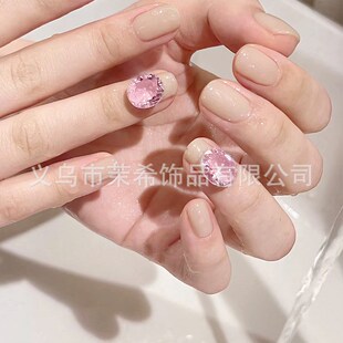 Art Pink Crystal Nude Cut Nail GlassStereo Diam Diamond