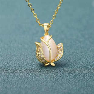 Tulip Pendant Luxury Eye Light Stone Womens Cats Necklace