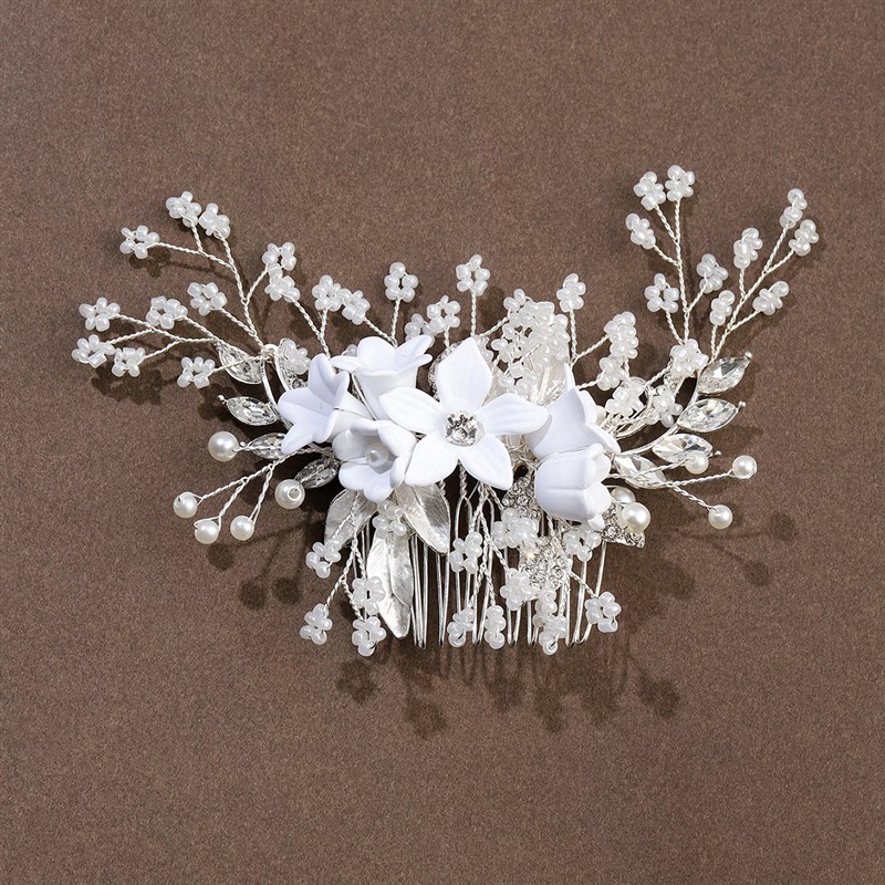 Bridal Headwear White Flower Hair Comb for 2025 Wedding Acce