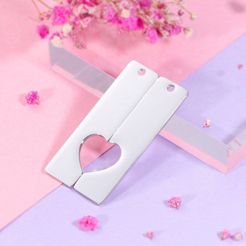 Stainless Steel Couples Hollowedout Half Peach Heart Keychai