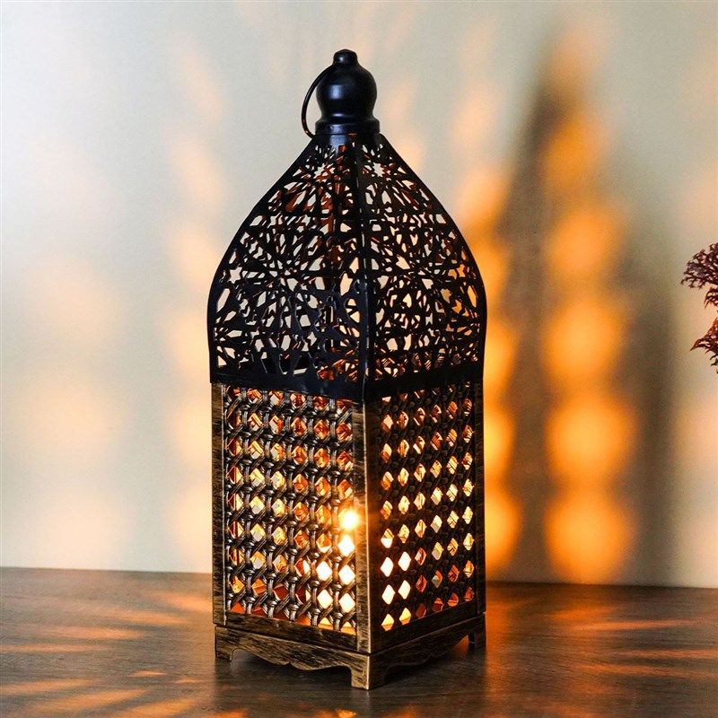 Moroccan Iron Hollow Lantern Candle Holder Light Luxury Home