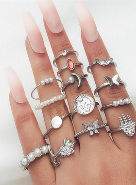 Butterfly Roses 14PCS Set Joint RingsHot Butterfly Roses 14P