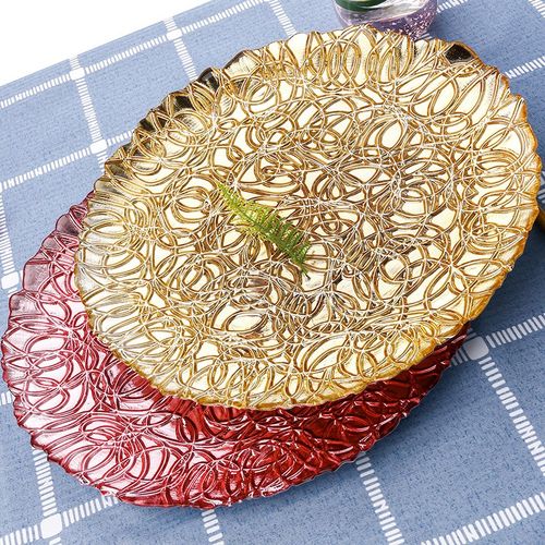 Nordic Creative Electroplated Glass Plate Hotel Western Food