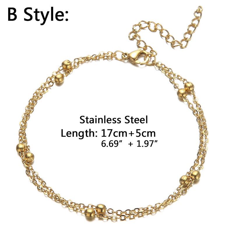Stainless steel doublelayer fine bracelet simple layered bea