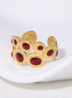 Retro Geometric Titanium Ring for Women French Hollow Light