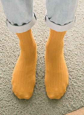 New Arrival Socks Plain DoubleNeedle Mens Socks MidCalf Busi