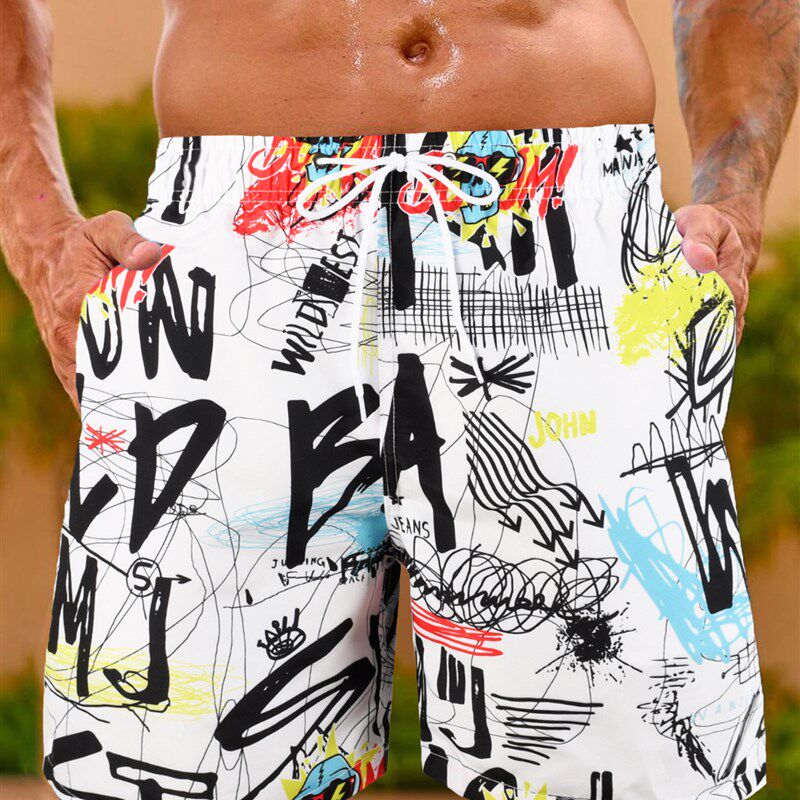 Mens Beach Shorts Loose Swim Trunks for Swimming Hot Spring