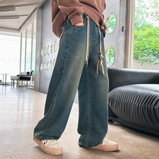 Spring Jeans for Big Boys Kids Boys Wide Leg Jeans Long Stra