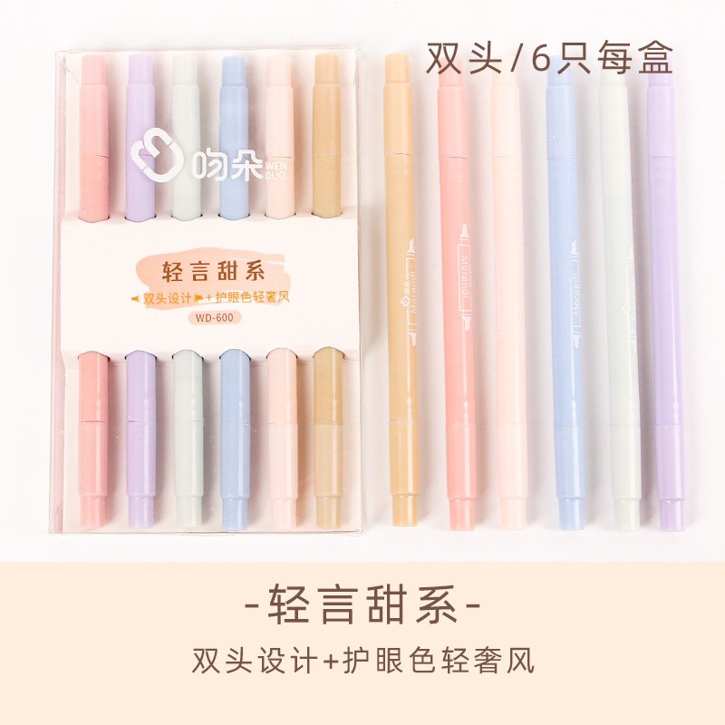 Soft 6 Soft Doubleended 6color Eyeprotecting Highlighter Pen