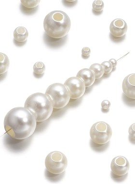 620mm ABS Plastic Imitation Pearl Beige Large Hole Beads Bar