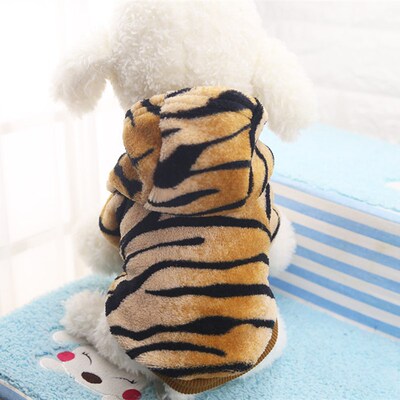 FallWinter Flannel ButtonUp Tiger Costume Pet Dog Cat Clothi