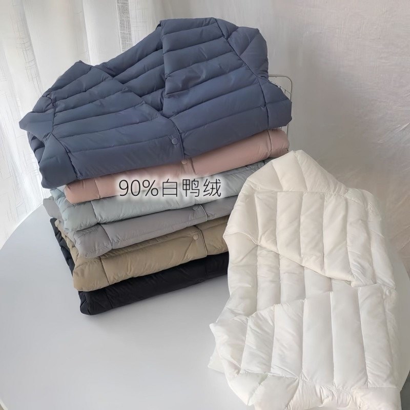 90 White Duck Down Lightweight Womens Winter Coat RoundNecke