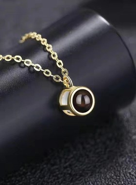 100 Languages Projection Necklace Womens Round Clavicle Chai