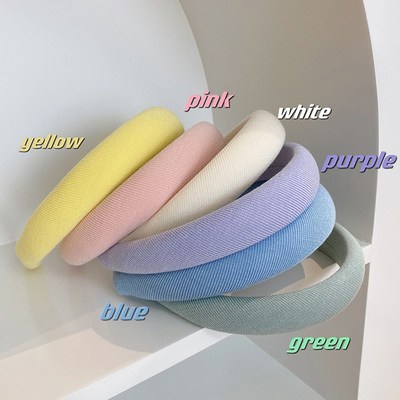 Korean WideSponge SolidColor Headband High Cranial Dome for