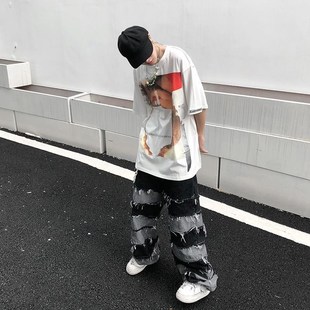 2025 American Streetwear Vintage Style Tassel Pants Mens Fas