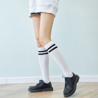 Black KneeHigh Socks for Girls MidCalf OvertheKnee Fashionab