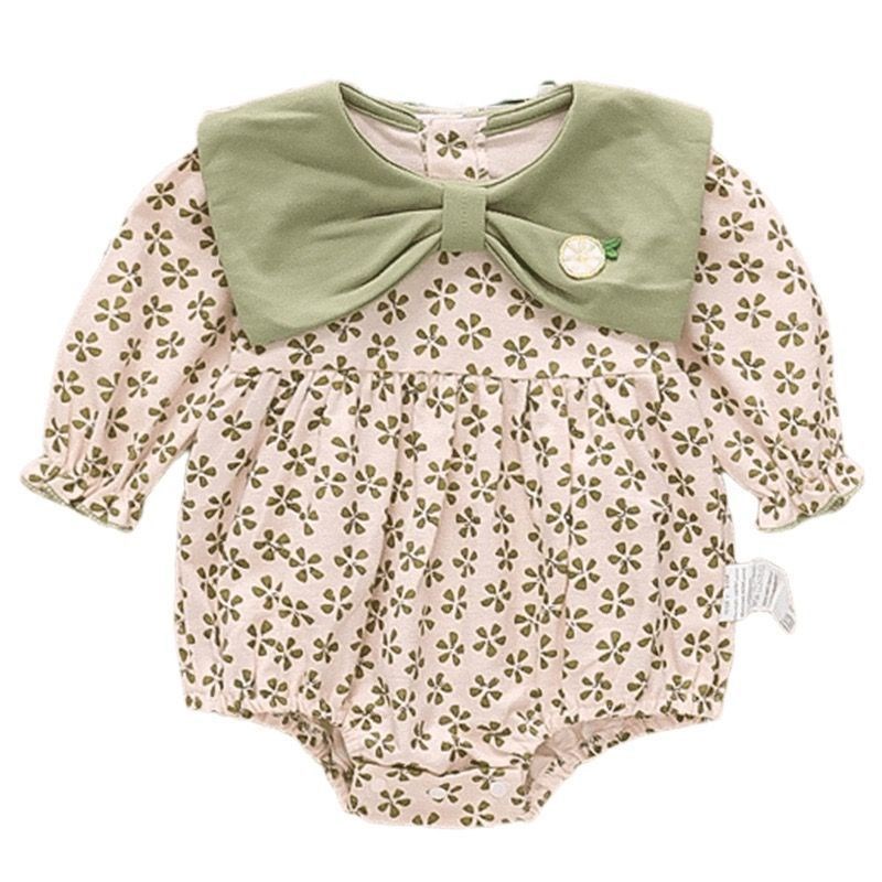 2025 SpringAutumn Ins Baby Girls Floral Romper Long Sleeve C