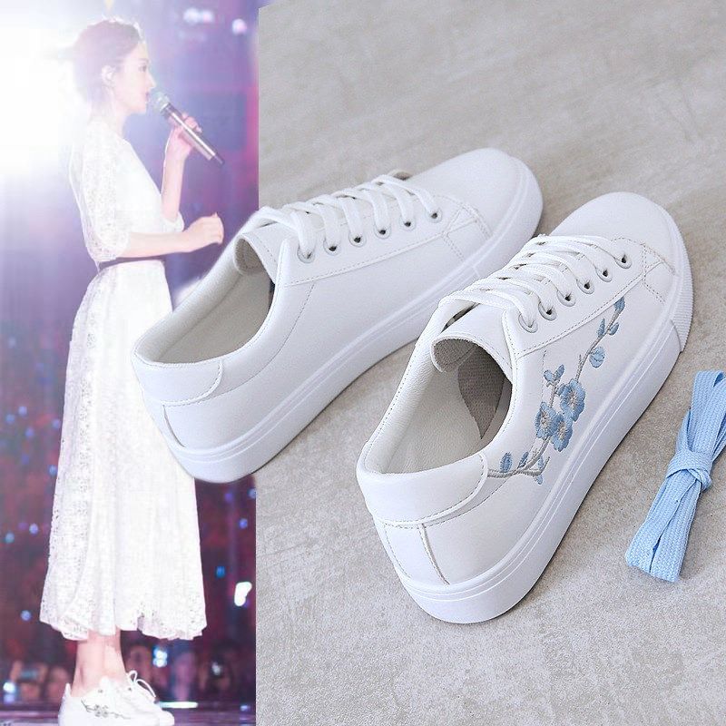 Embroidery Sneakers Women 2025 SpringAutumn Shallow Mouth St