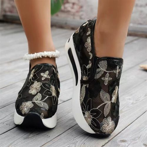 Summer Womens Elevator ThickSoled Shoes Sexy Lace Embroidere