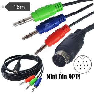 Mini DIN 9P Cable to 3DC35mm RGB Audio Line Mini DIN