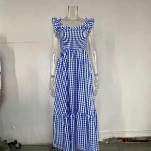 Elegant Womens Patchwork Plaid Swing FallWinter Elastic 2025