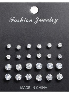 Earrings Set 5 Pairs EuropeanAmerican 4Claw Inlaid Rhineston