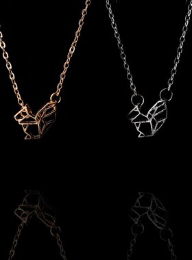 Squirrel Pendant Necklace Alloy Hollow Out Animal Necklace A