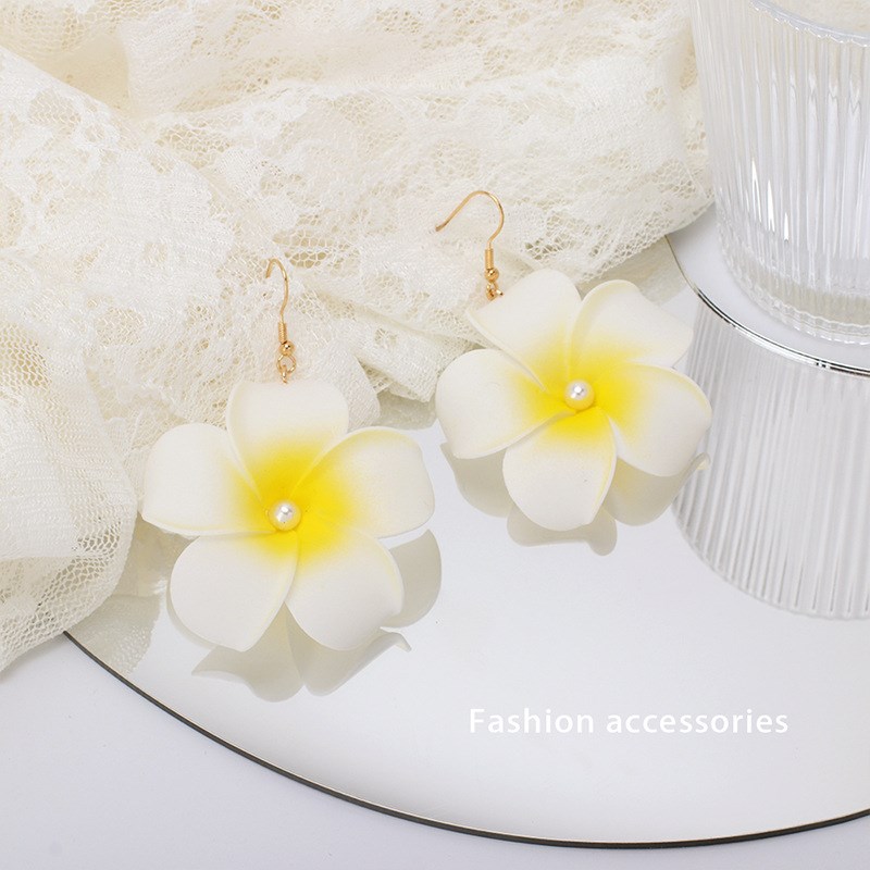 Ethnic Pearl Frangipani Earrings New European American Fashi