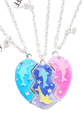 Creative Magnet Assembled Heart Necklace Set Friendship Kids