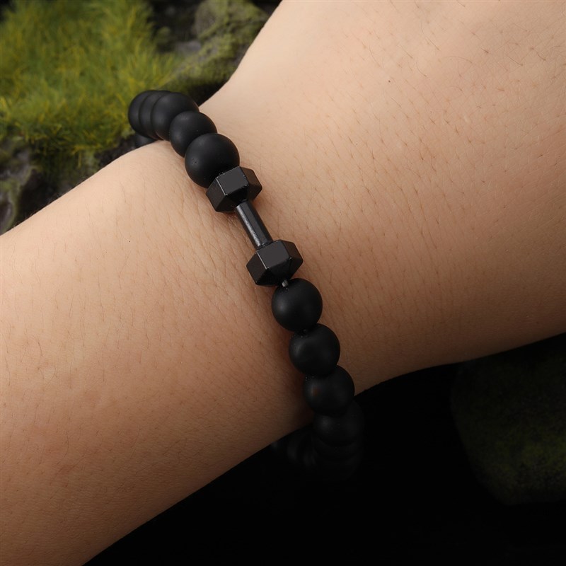 Simple Fashion Dumbbell Matte Bead Elastic Rope Bracelet Wri