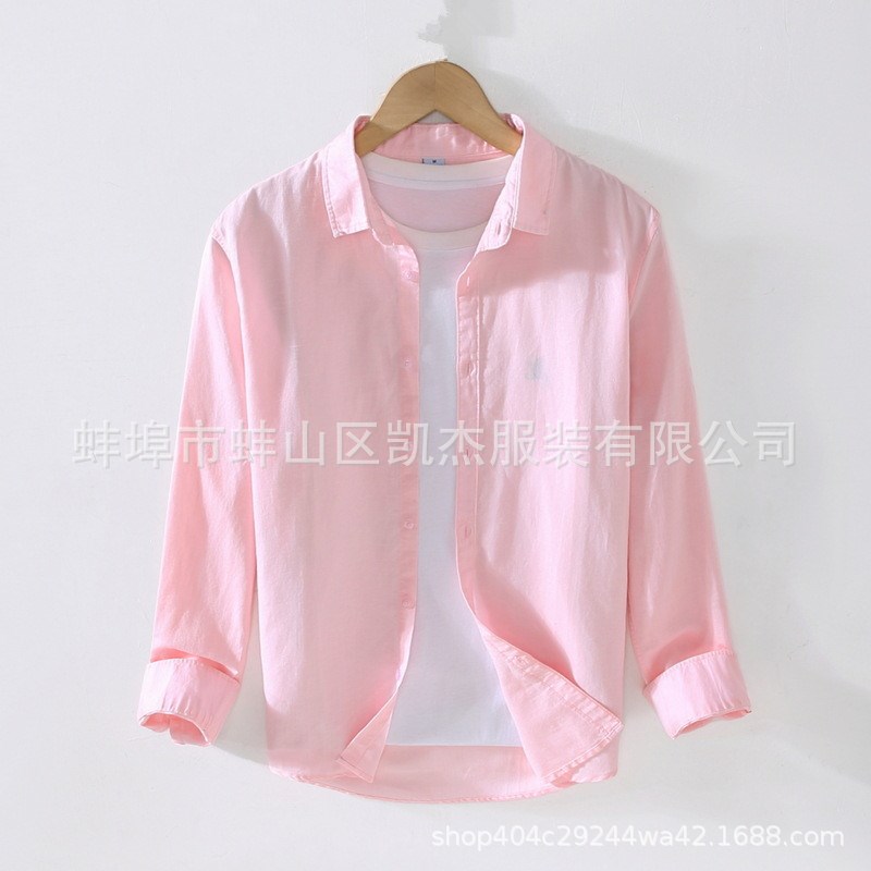 Summer 2025 Mens Shirt Breathable Cotton Linen Long Sleeve S