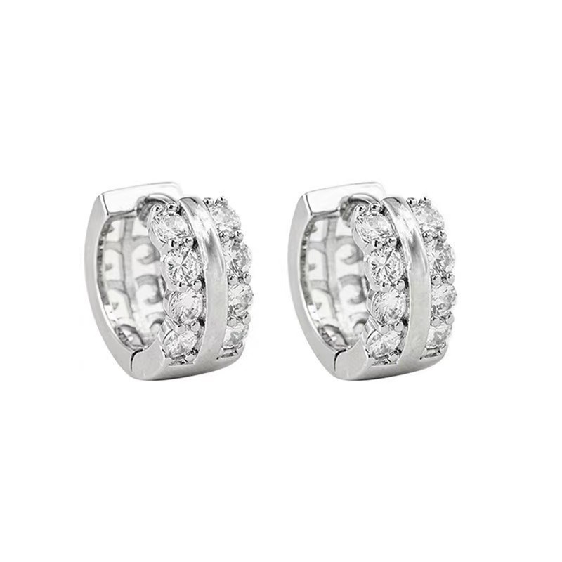Stylish Exquisite Copper Inlaid Zircon Ear Studs Simple Vers