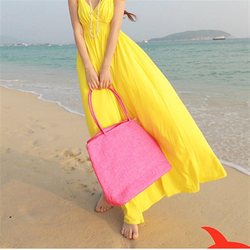 Korean Beach Bag Large Capacity Woven Shoulder Bag for Women