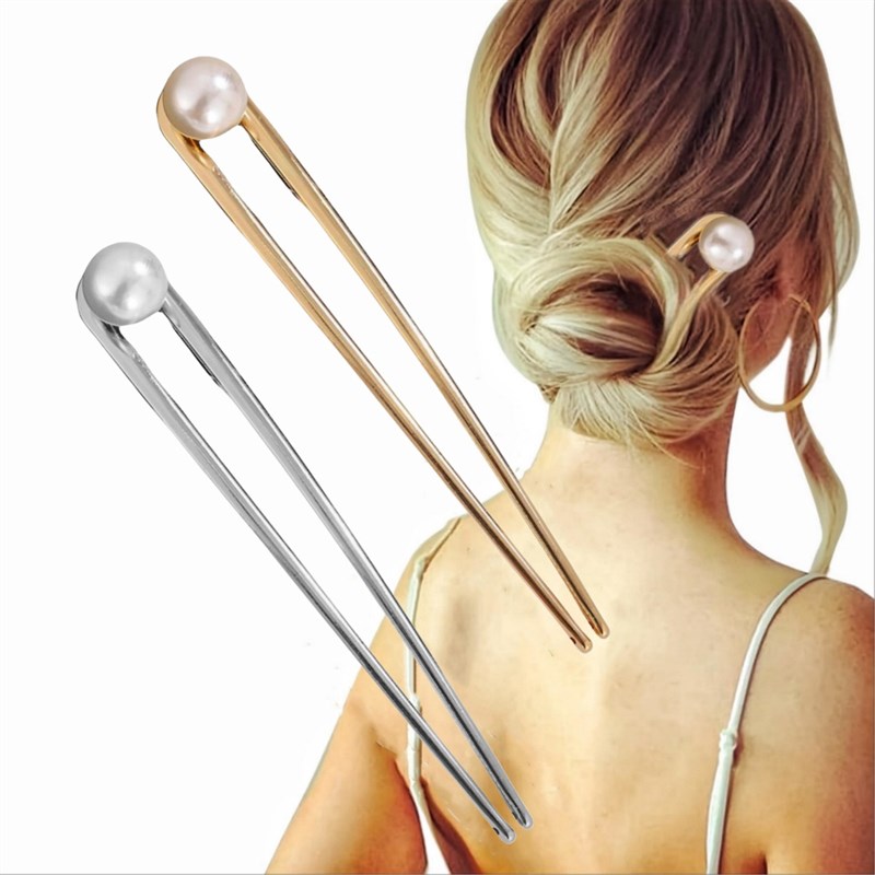 Ushaped Hairpin Hanfu Ancient Style Hairpin Alloy Inlaid Pea